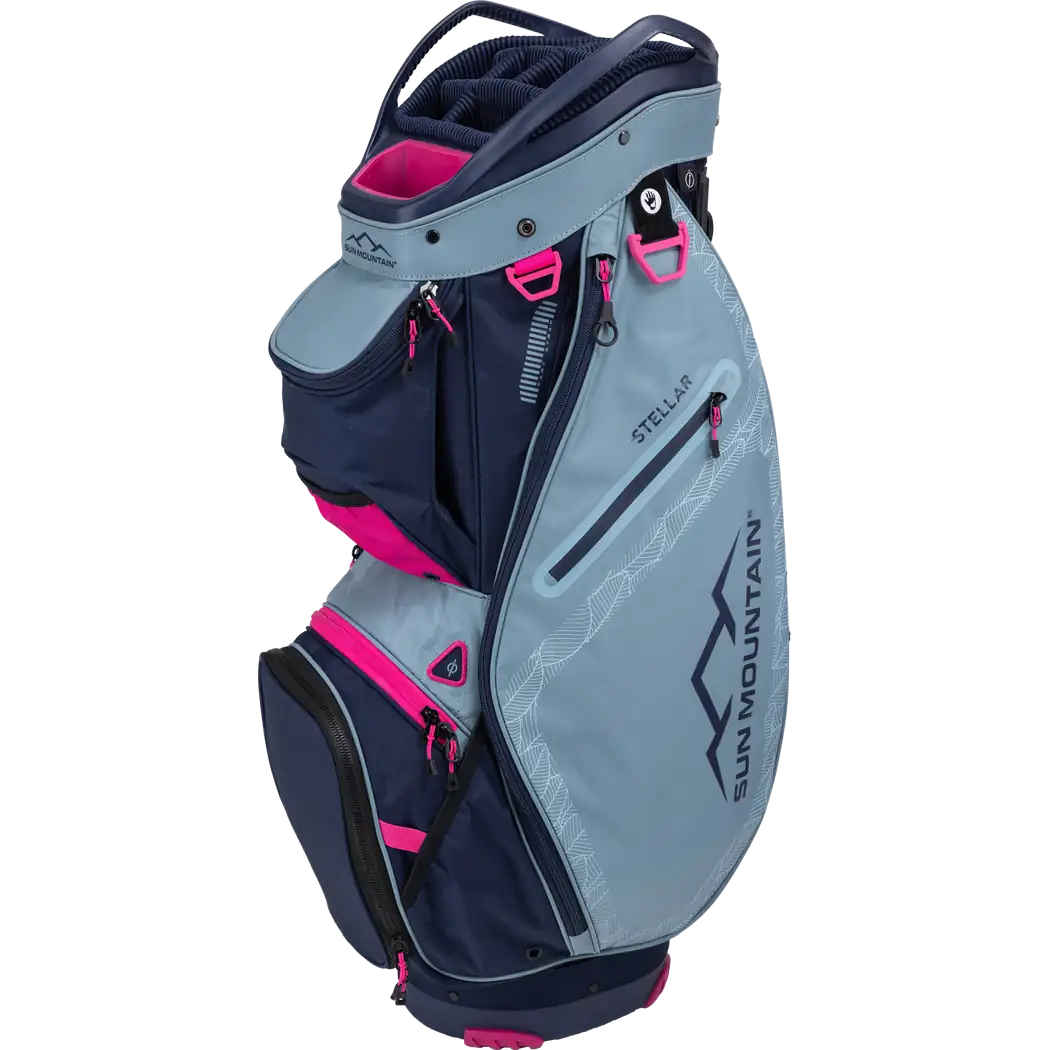 The Stellar is a lightweight, full-featured riding cart bag. For convenience, all pockets are front-facing.